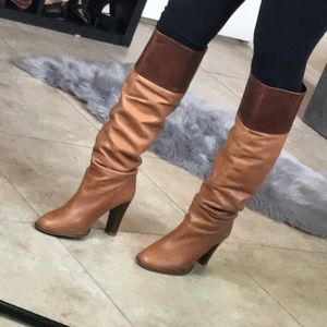 Zara Basic orange/brown leather slouch Boot !